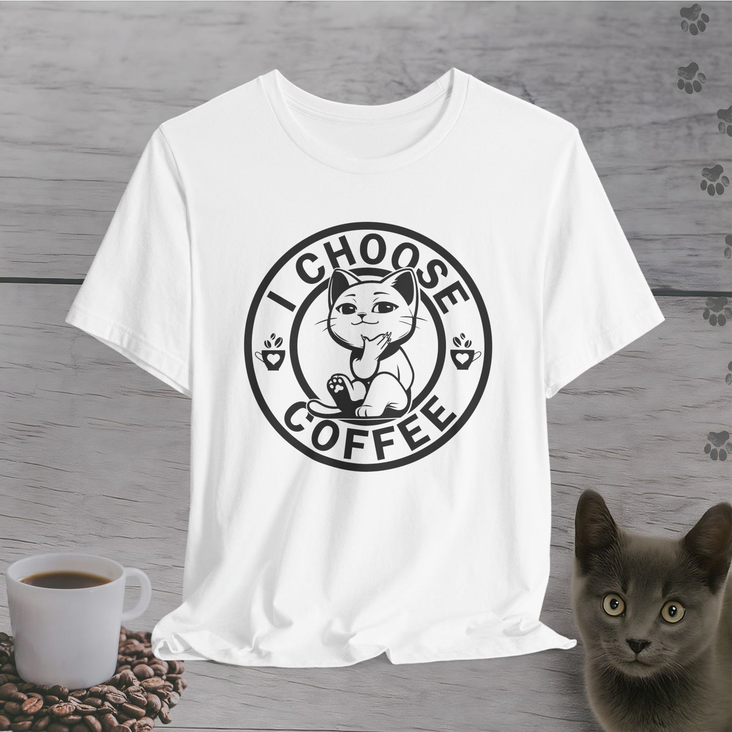 Wise Cat Chooses Coffee T-Shirt