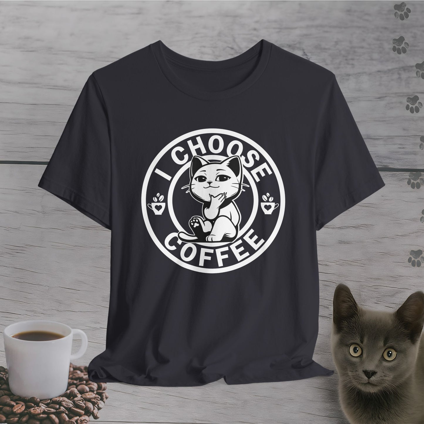Wise Cat Chooses Coffee T-Shirt