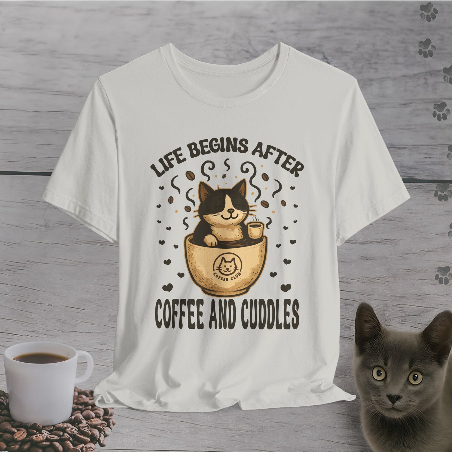 Coffee and Cuddles Cat T-Shirt