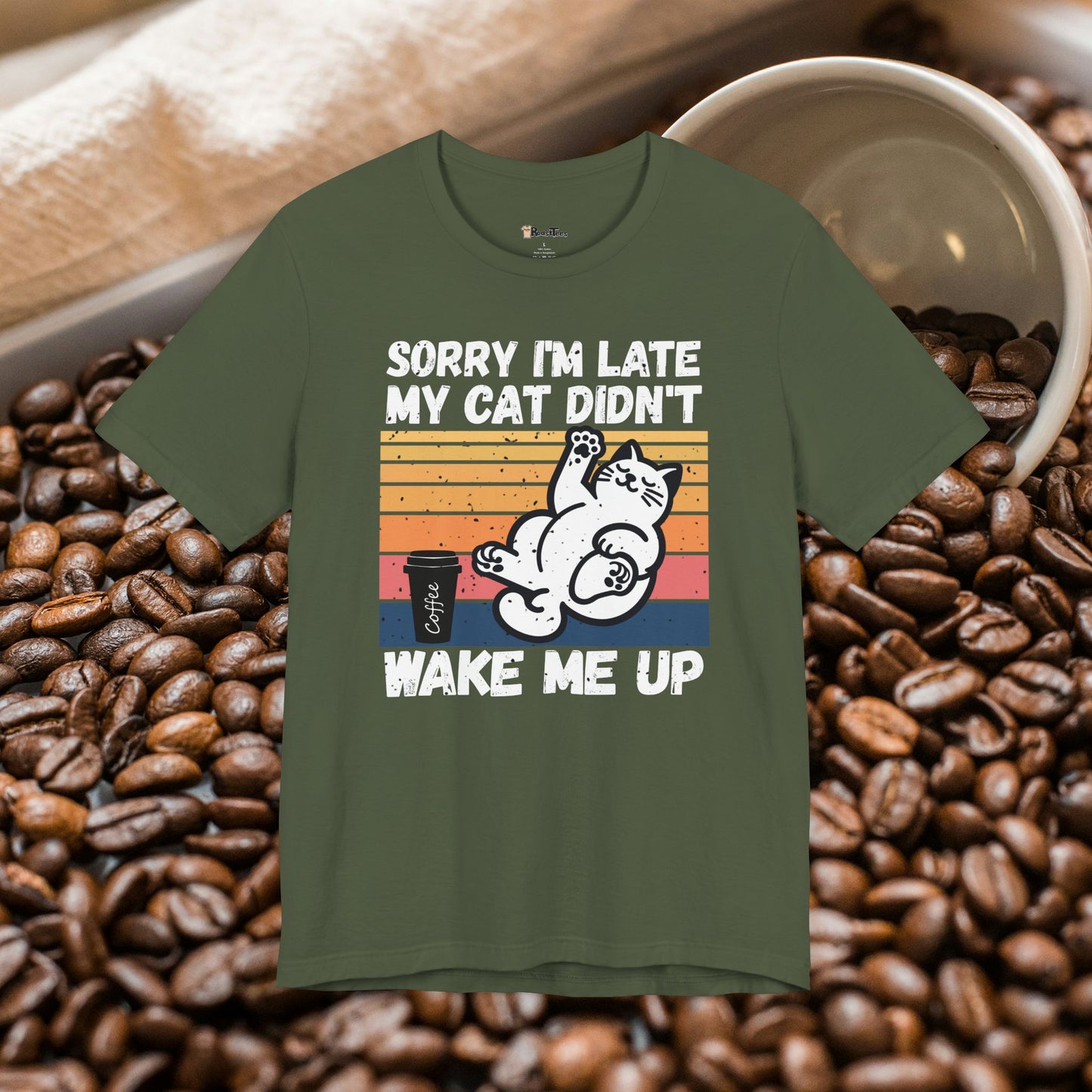 Lazy Morning Coffee Cat T-Shirt