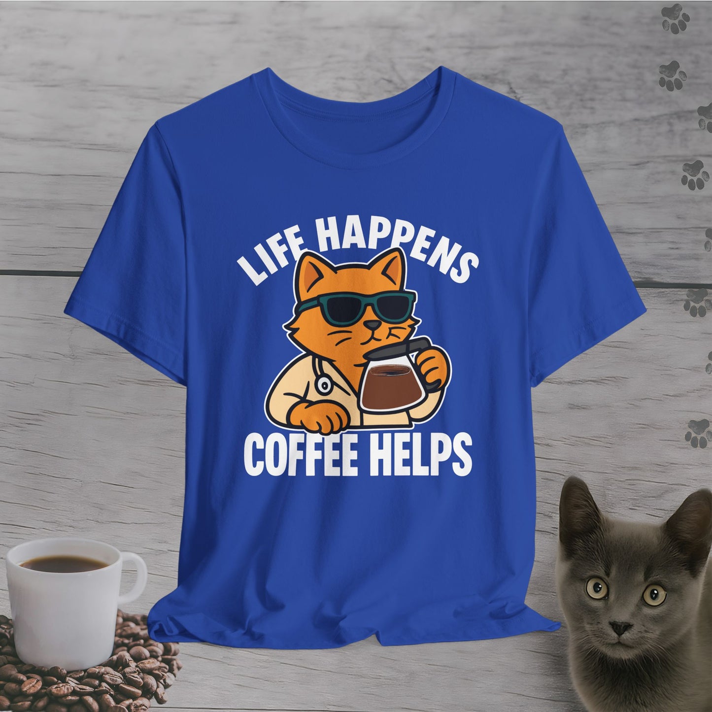 Coffee Helps Cool Cat T-Shirt