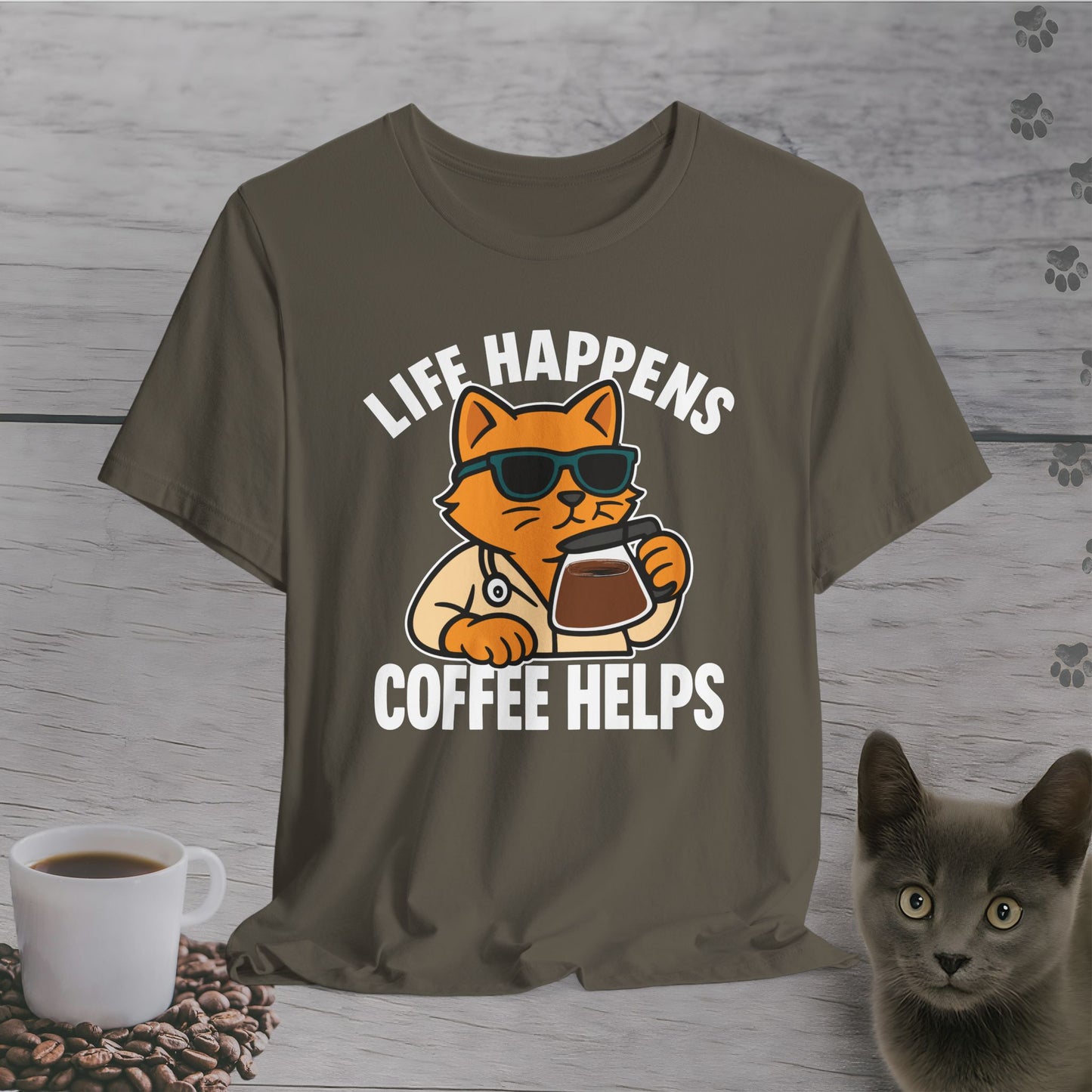 Coffee Helps Cool Cat T-Shirt