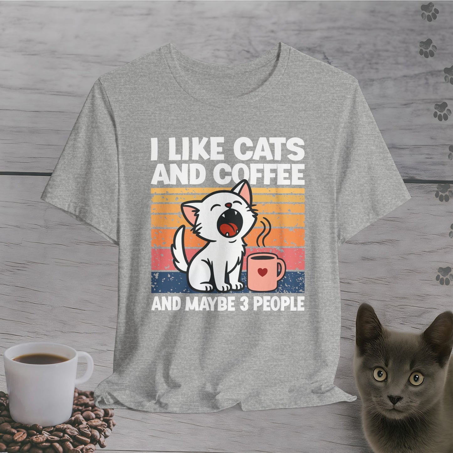 Cats Coffee and 3 People T-Shirt