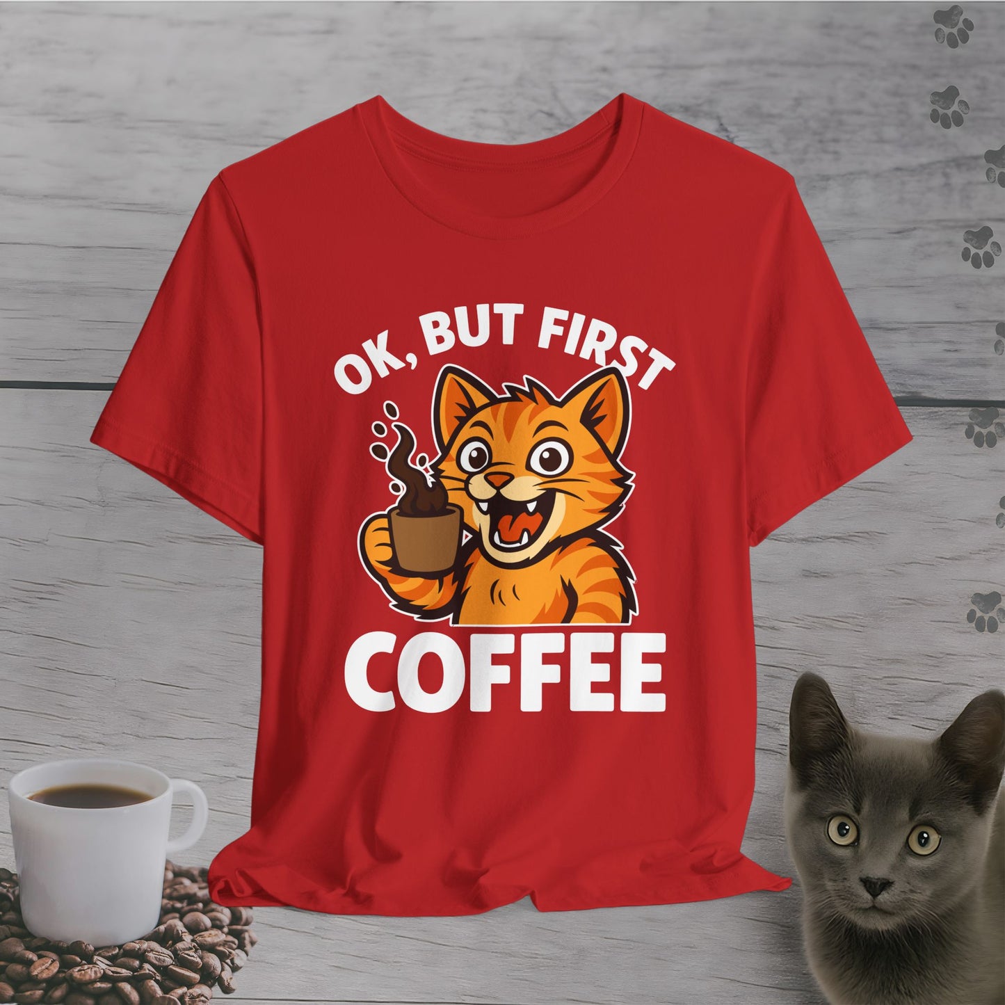 Energized But First Coffee Cat T-Shirt