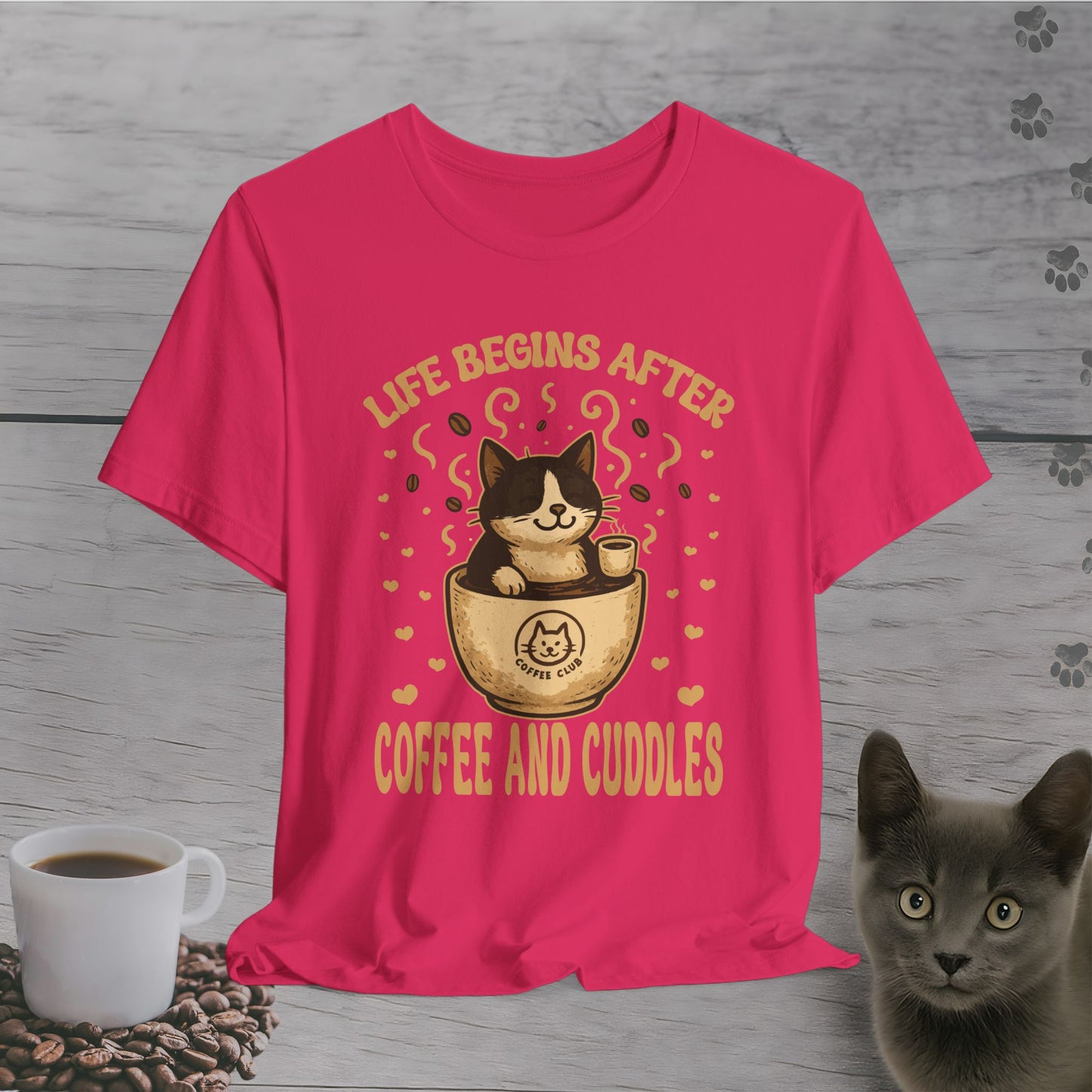 Coffee and Cuddles Cat T-Shirt