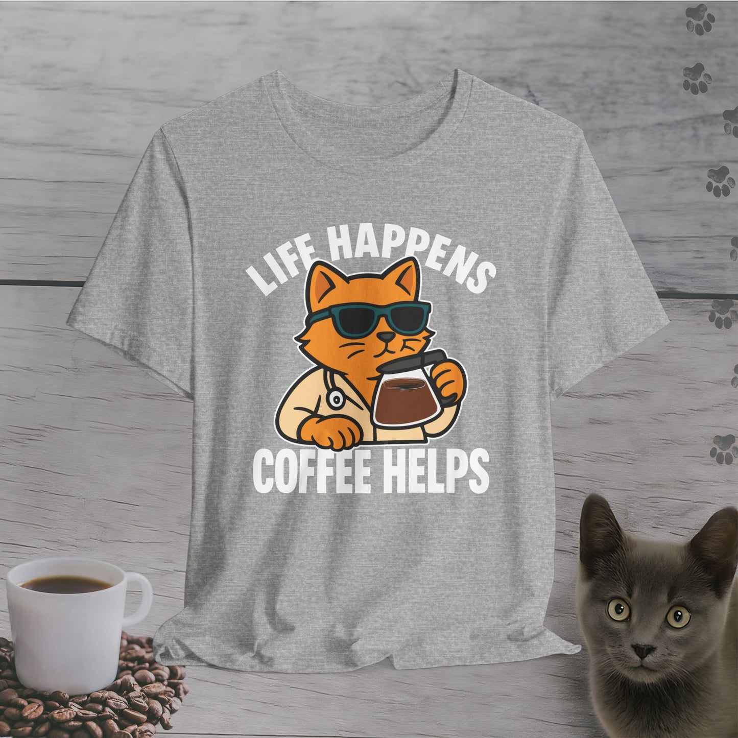 Coffee Helps Cool Cat T-Shirt