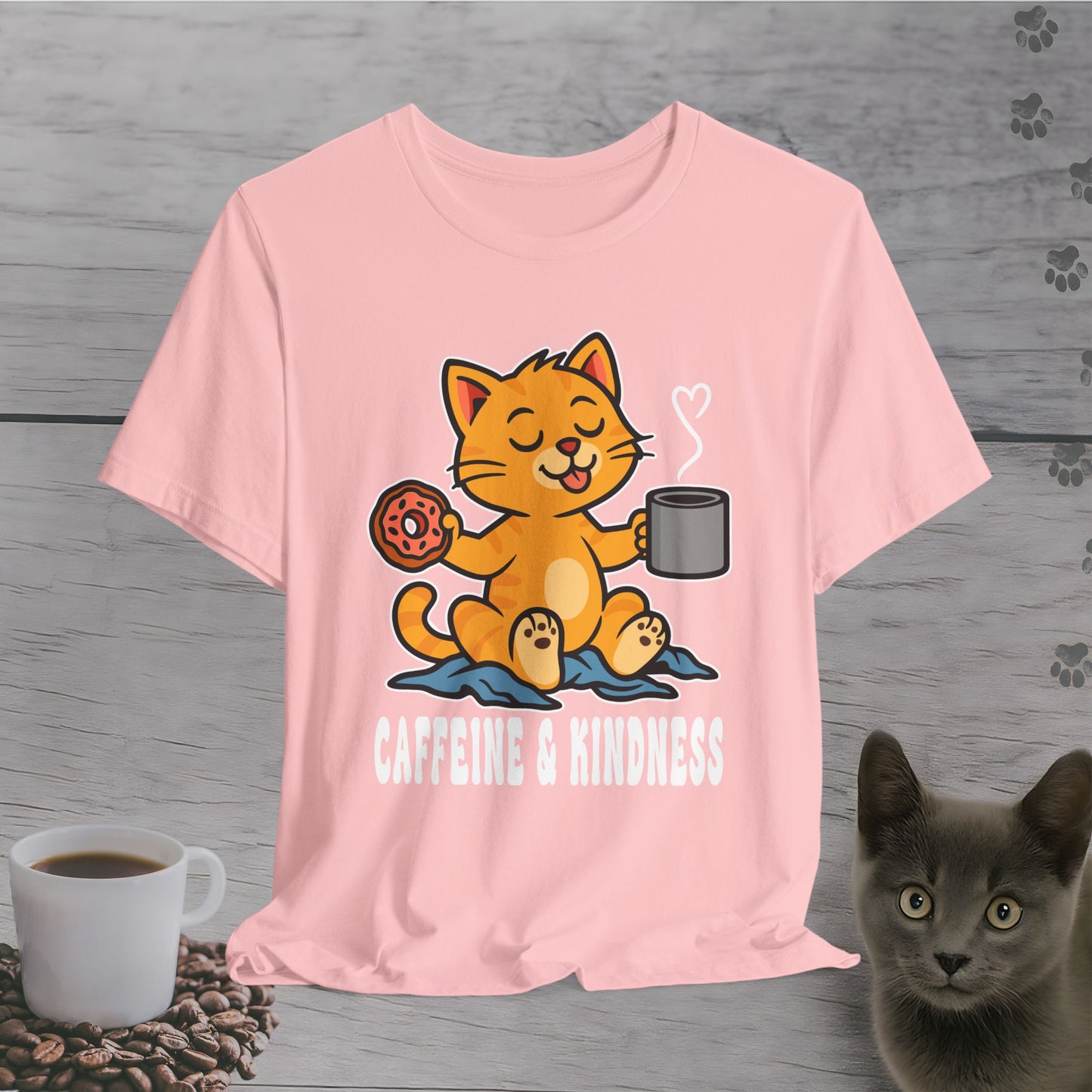 Caffeine and Kindness Cat T-Shirt