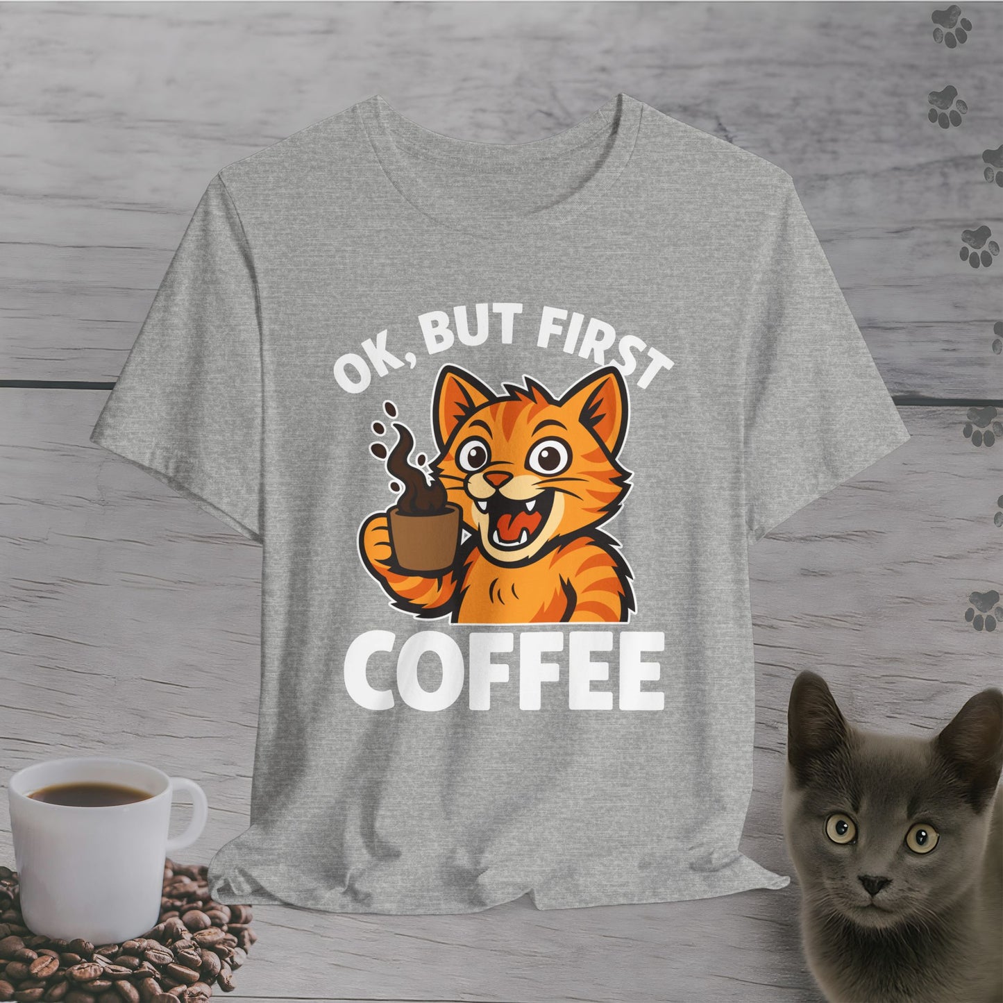 Energized But First Coffee Cat T-Shirt