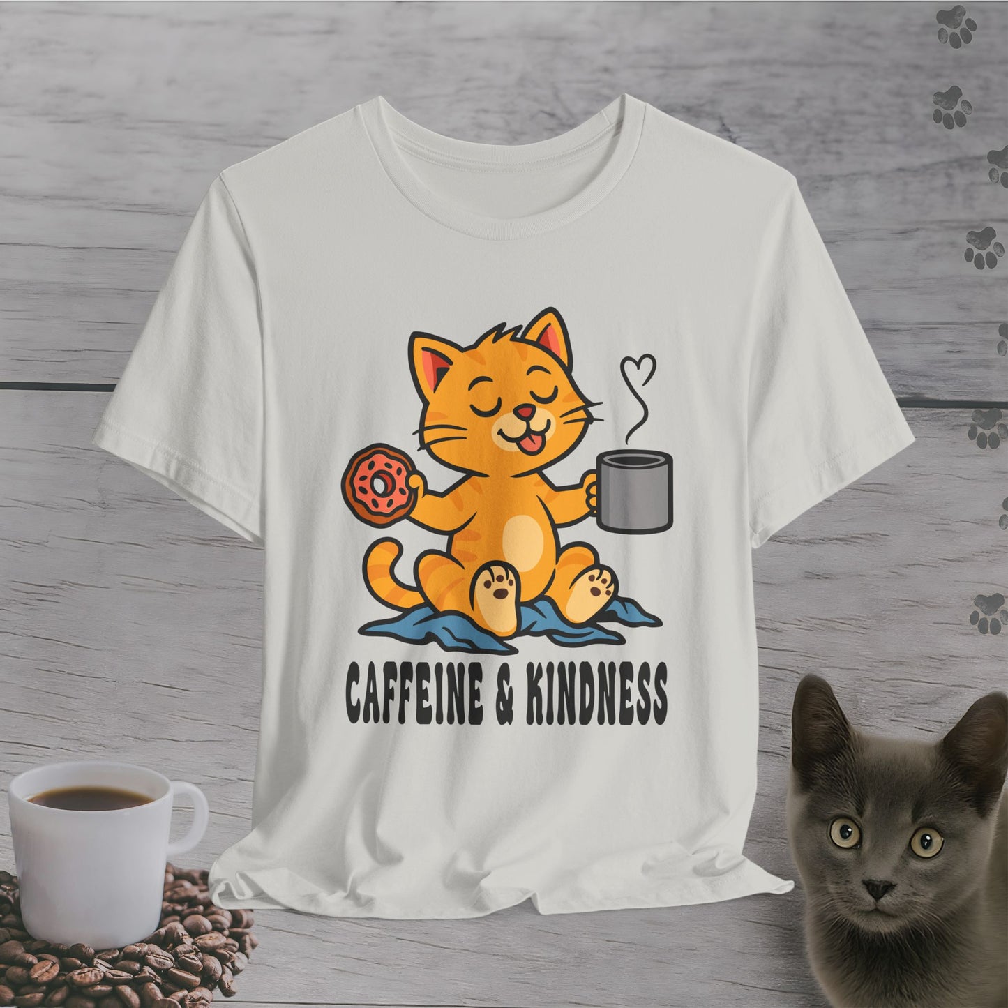 Caffeine and Kindness Cat T-Shirt