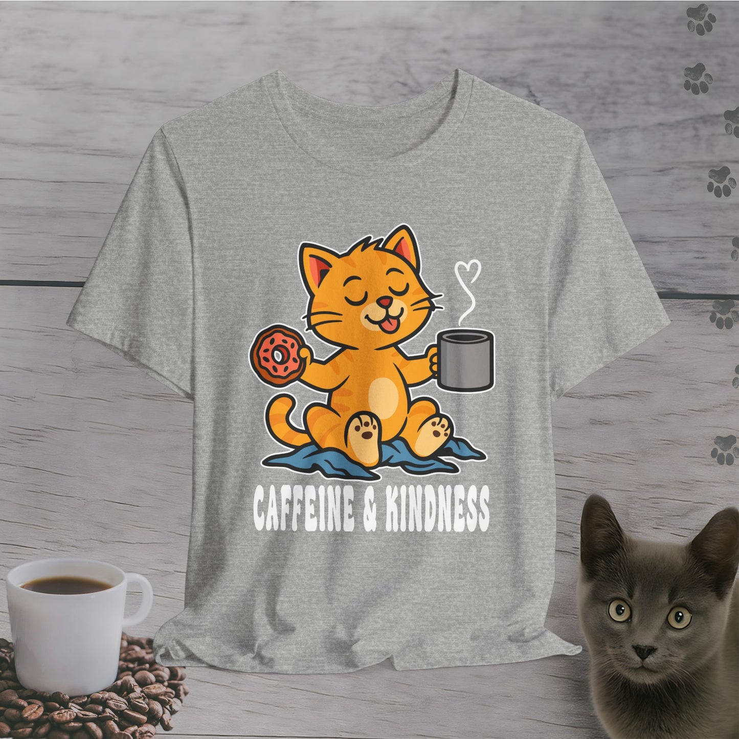 Caffeine and Kindness Cat T-Shirt