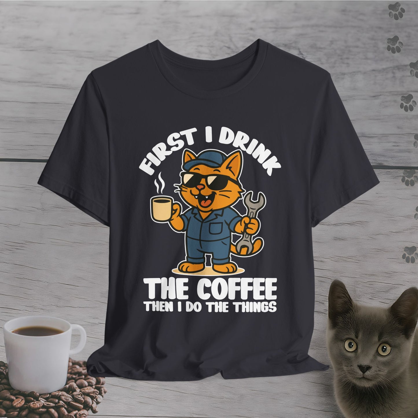 Fixing Things After Coffee Cat T-Shirt