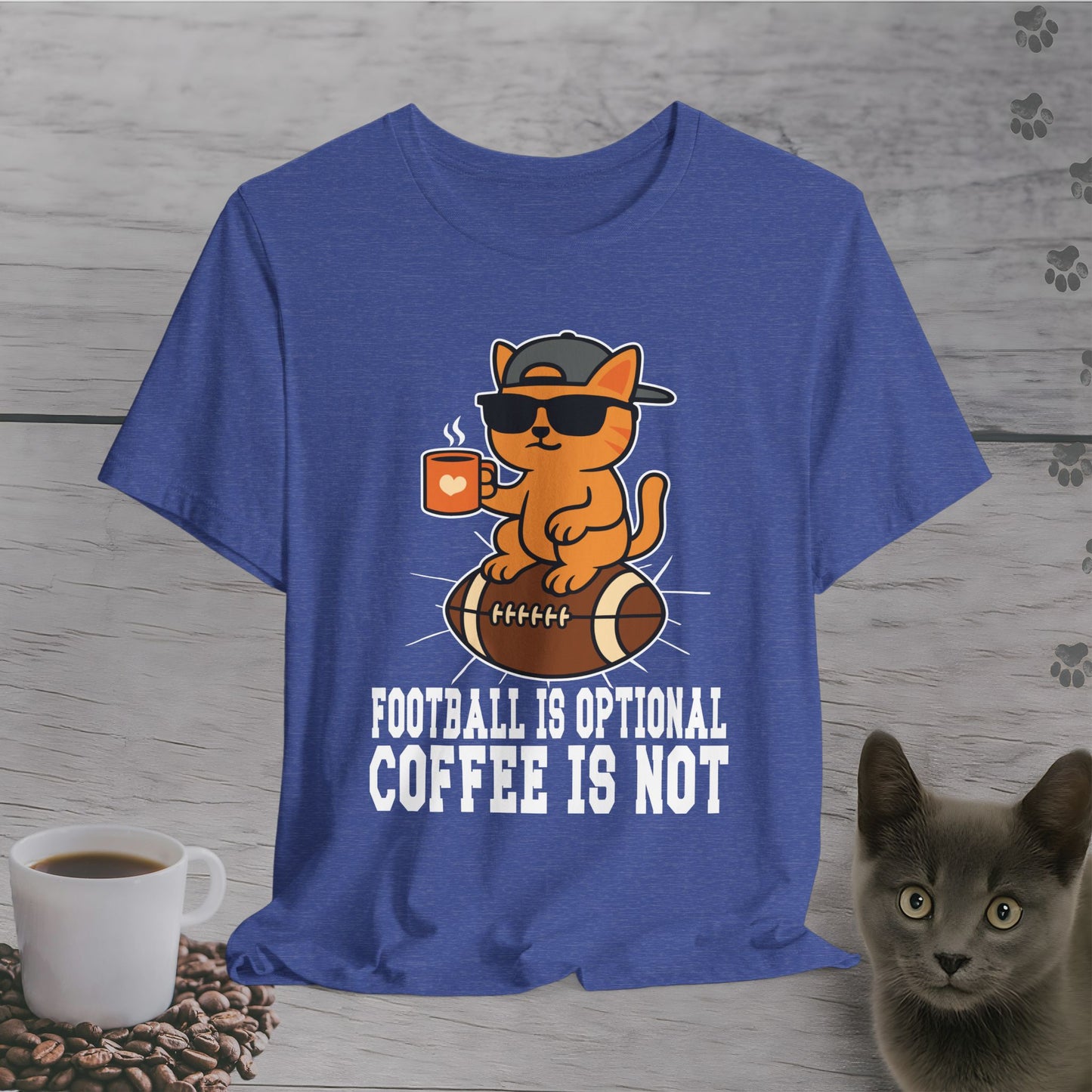 Funny Coffee Before Touchdowns Cat T-Shirt