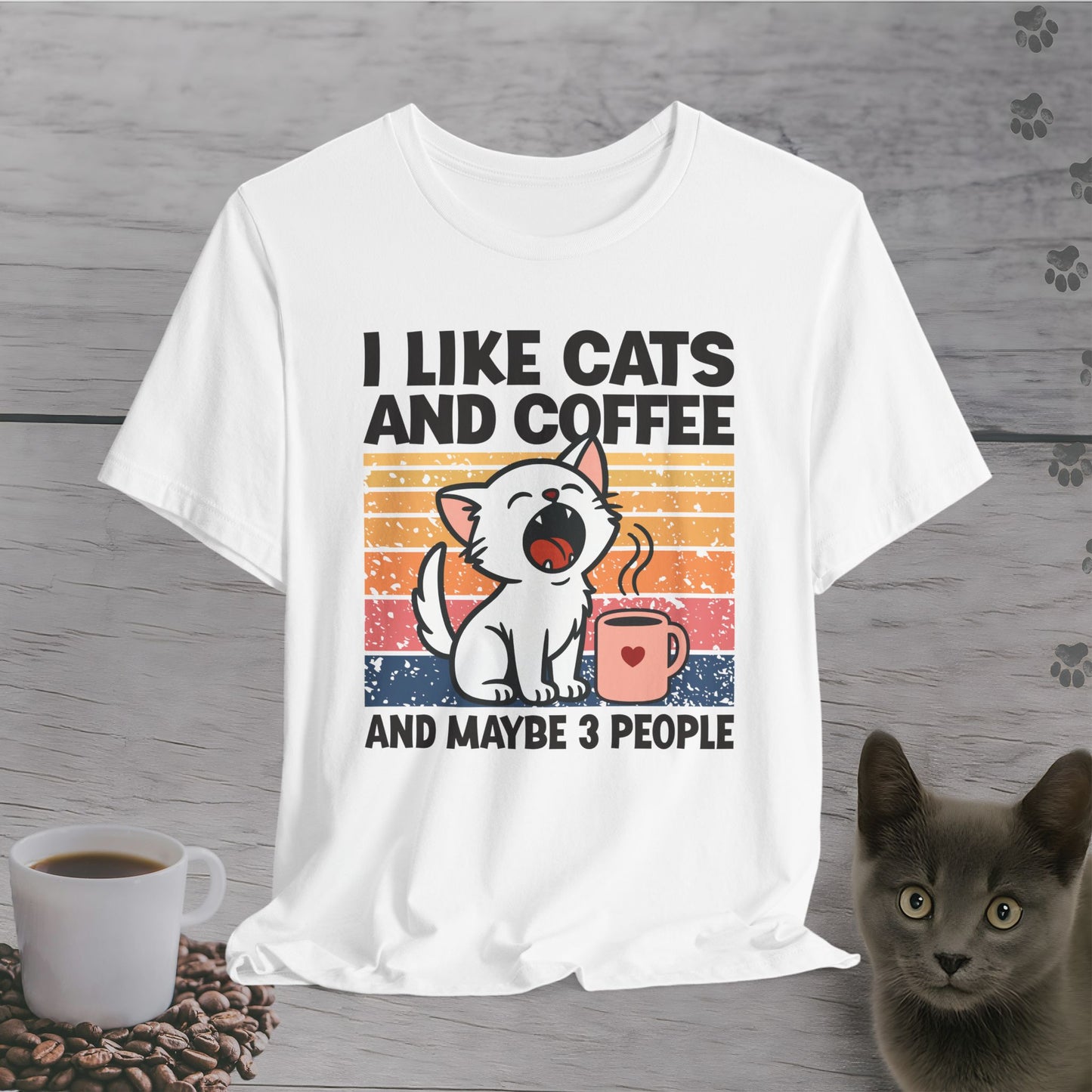 Cats Coffee and 3 People T-Shirt