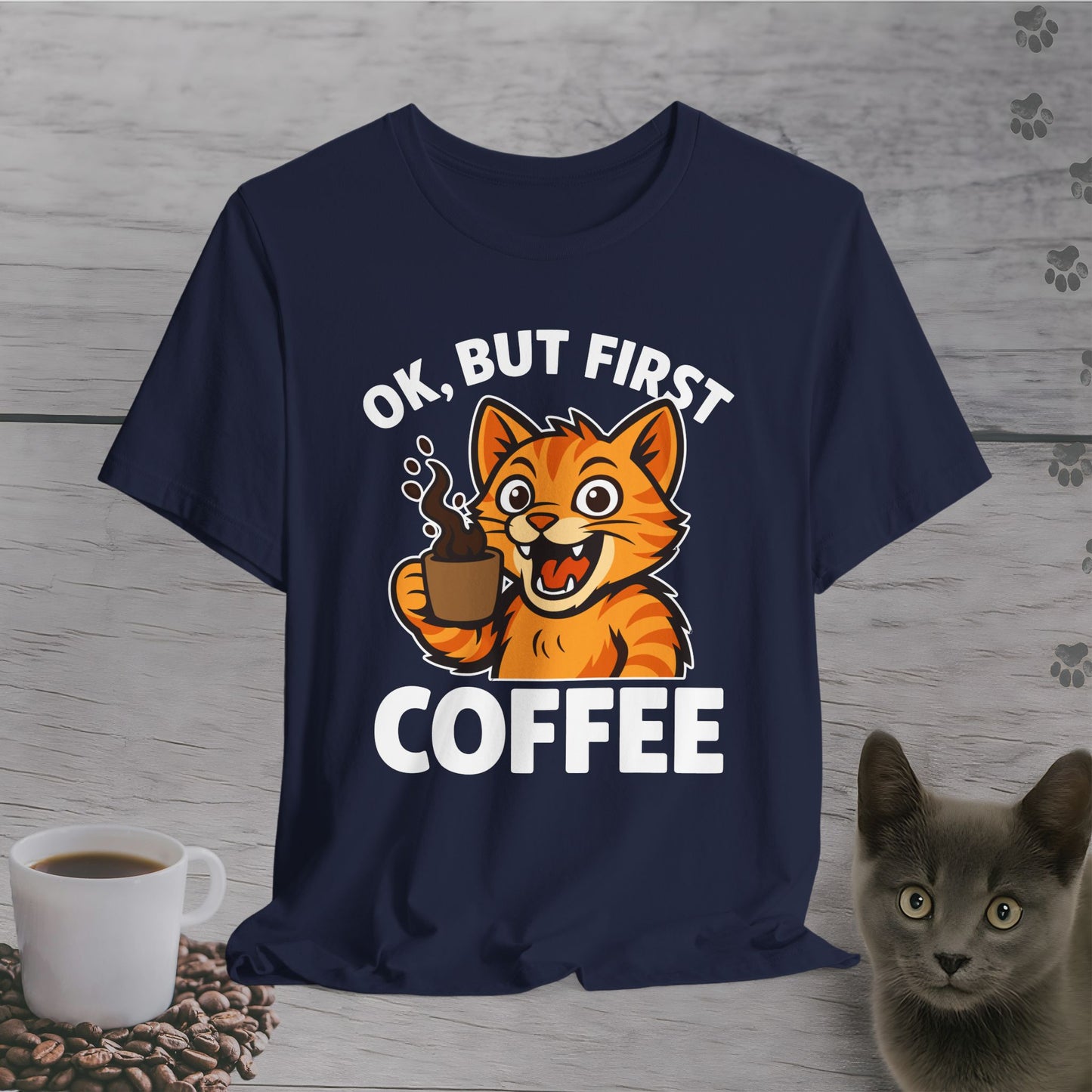 Energized But First Coffee Cat T-Shirt