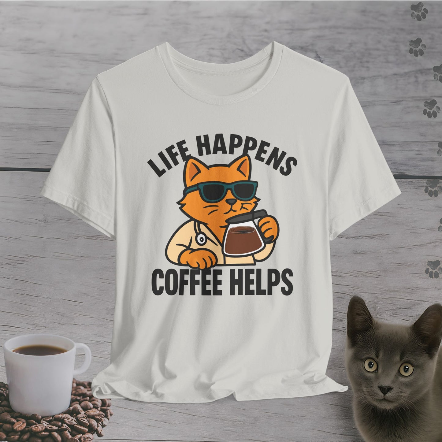 Coffee Helps Cool Cat T-Shirt