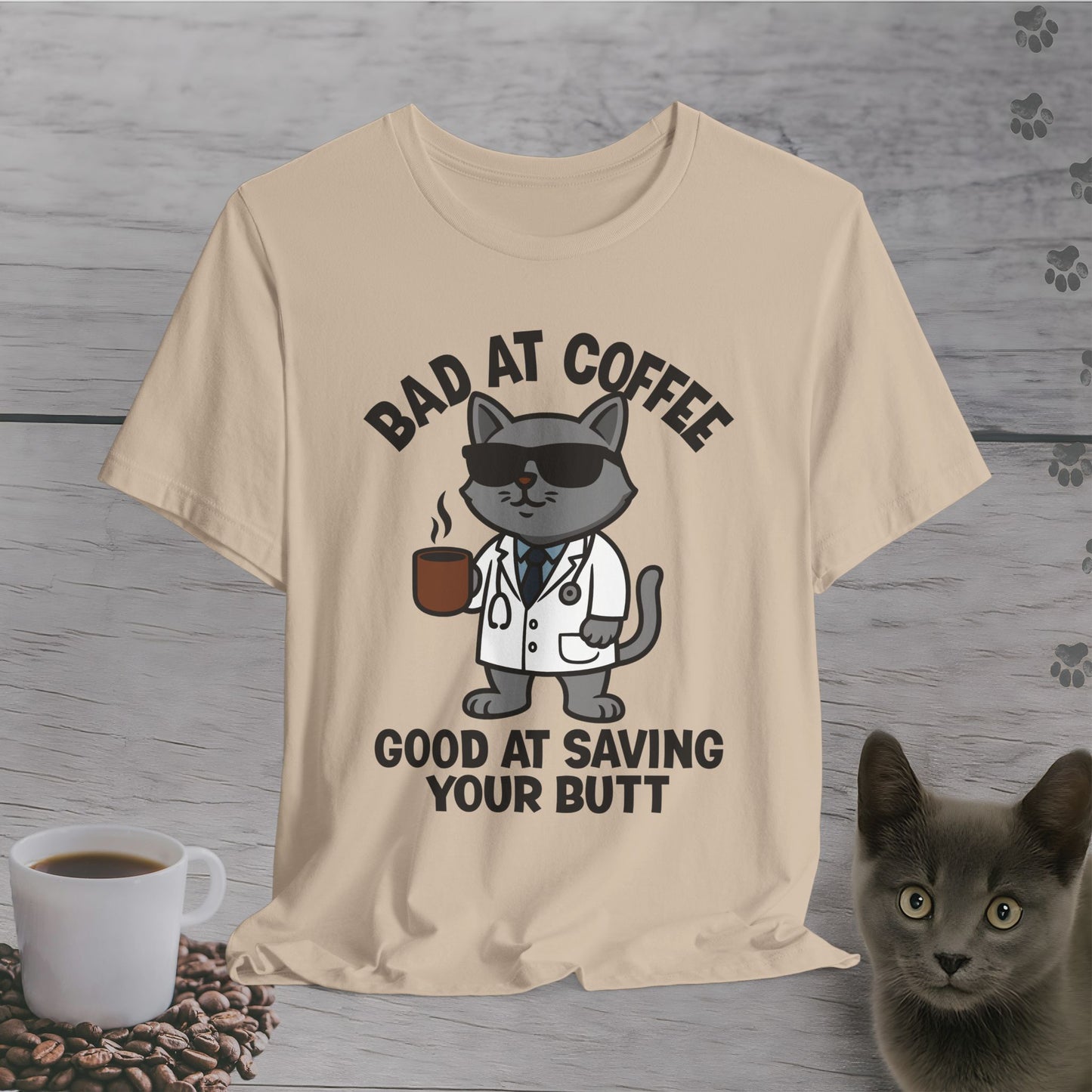 Butt-Saving Coffee Cat T-Shirt