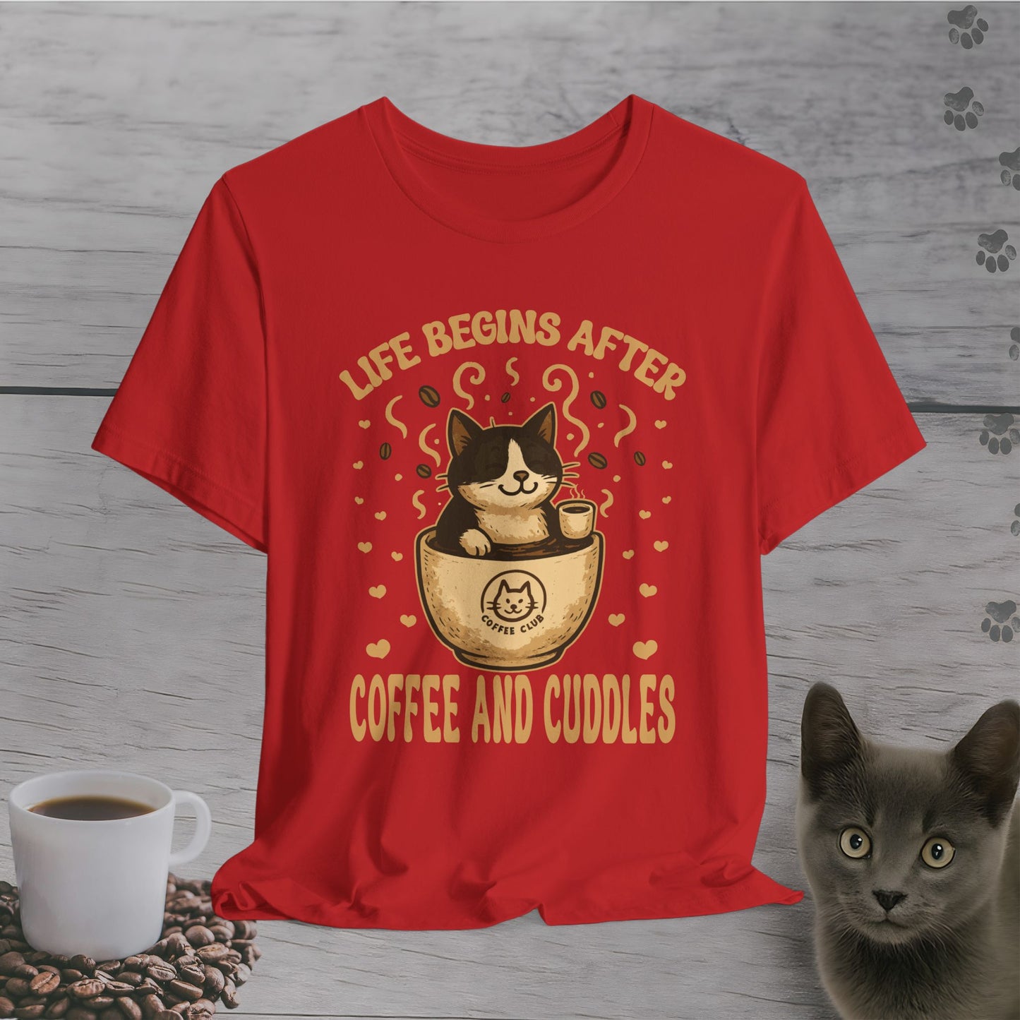Coffee and Cuddles Cat T-Shirt