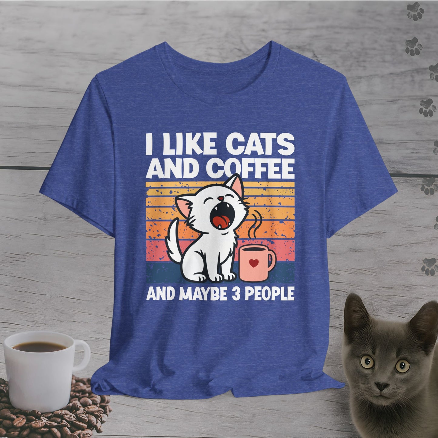 Cats Coffee and 3 People T-Shirt