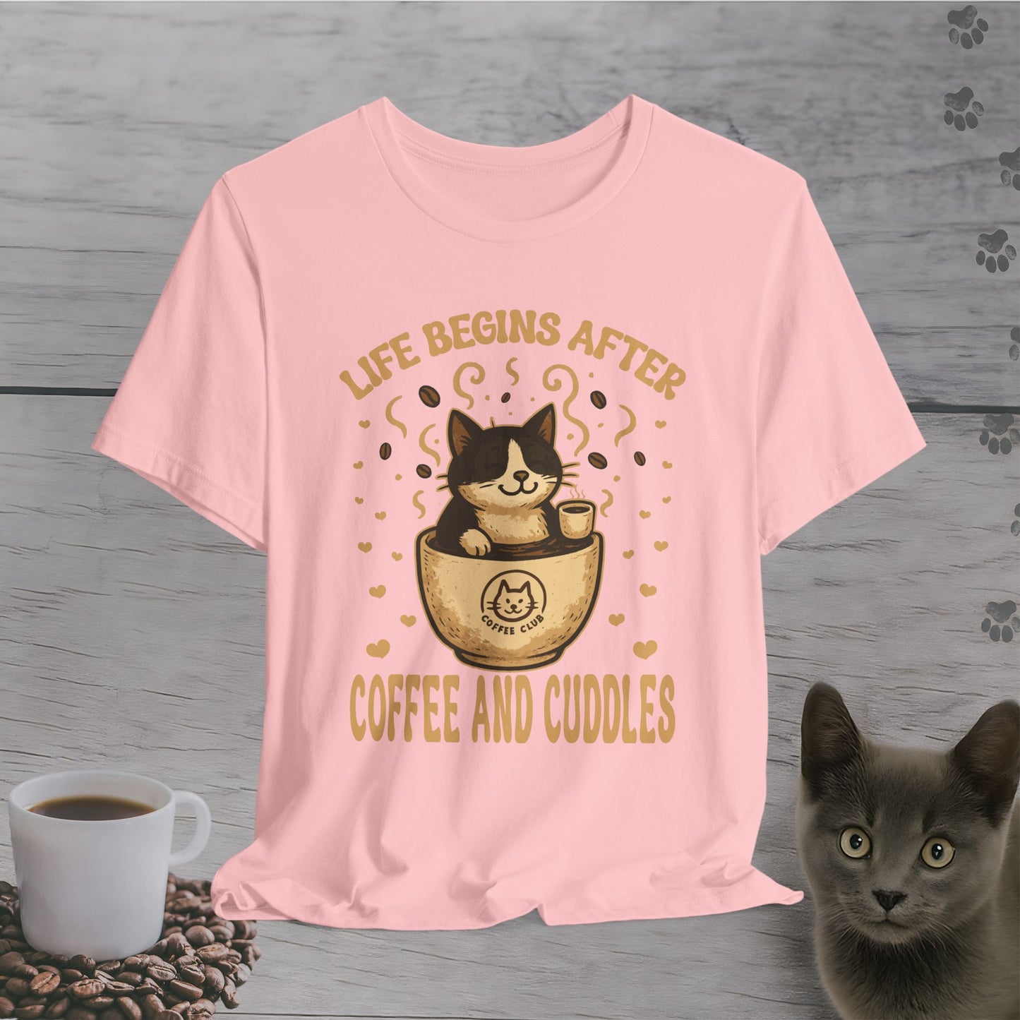 Coffee and Cuddles Cat T-Shirt