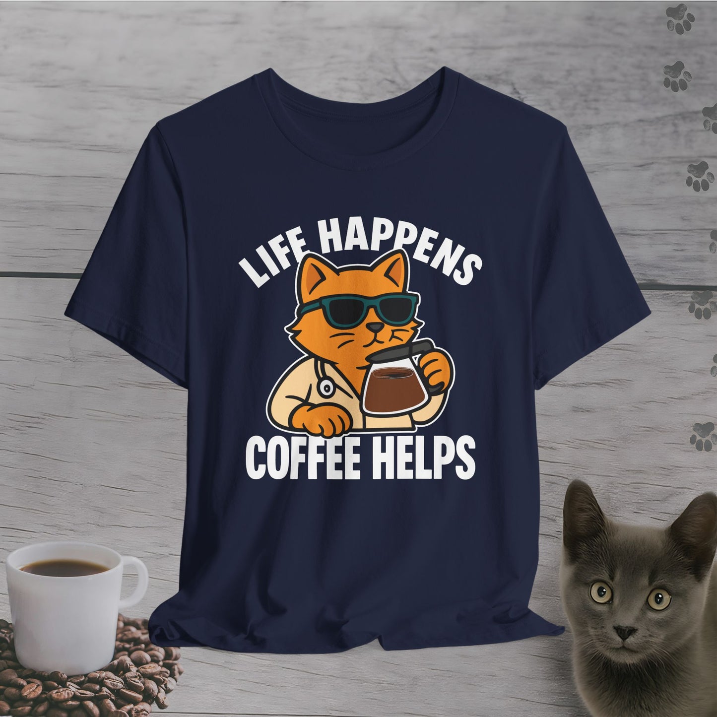 Coffee Helps Cool Cat T-Shirt