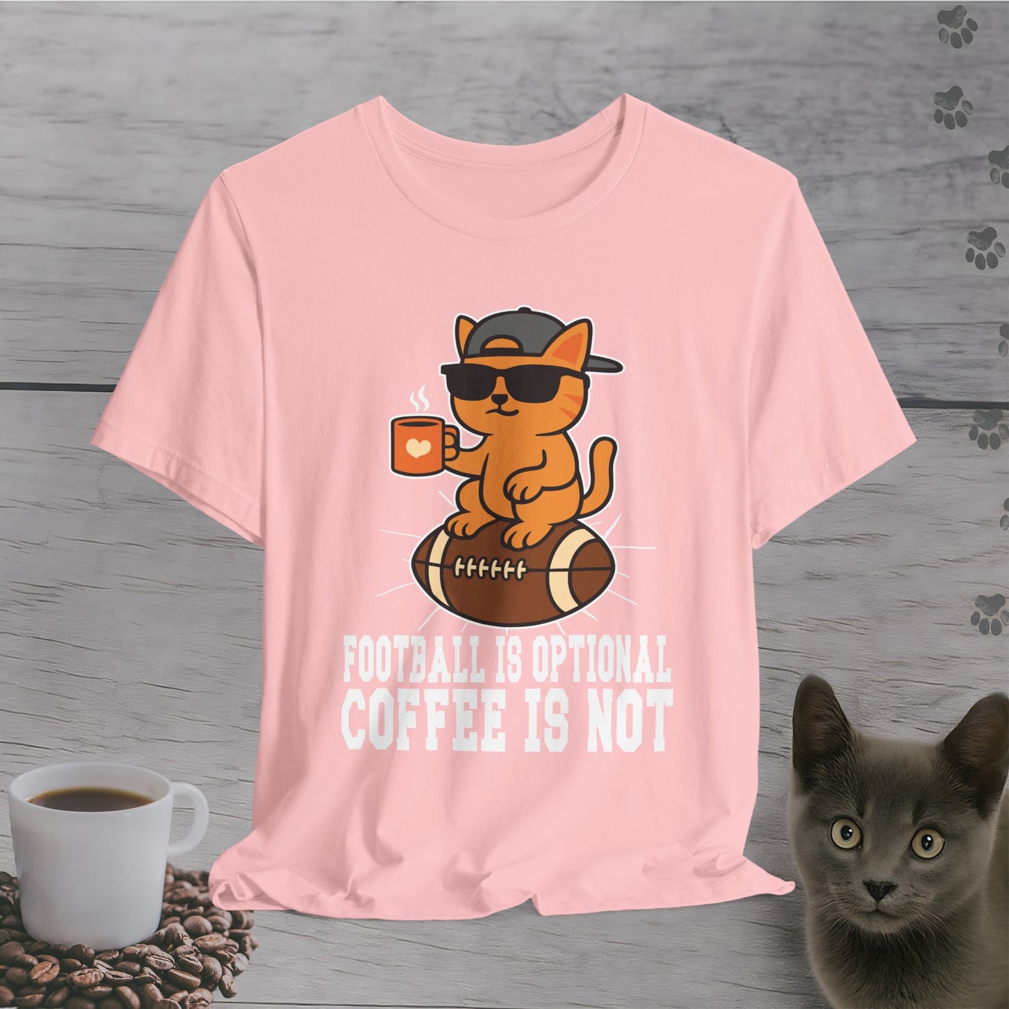 Funny Coffee Before Touchdowns Cat T-Shirt