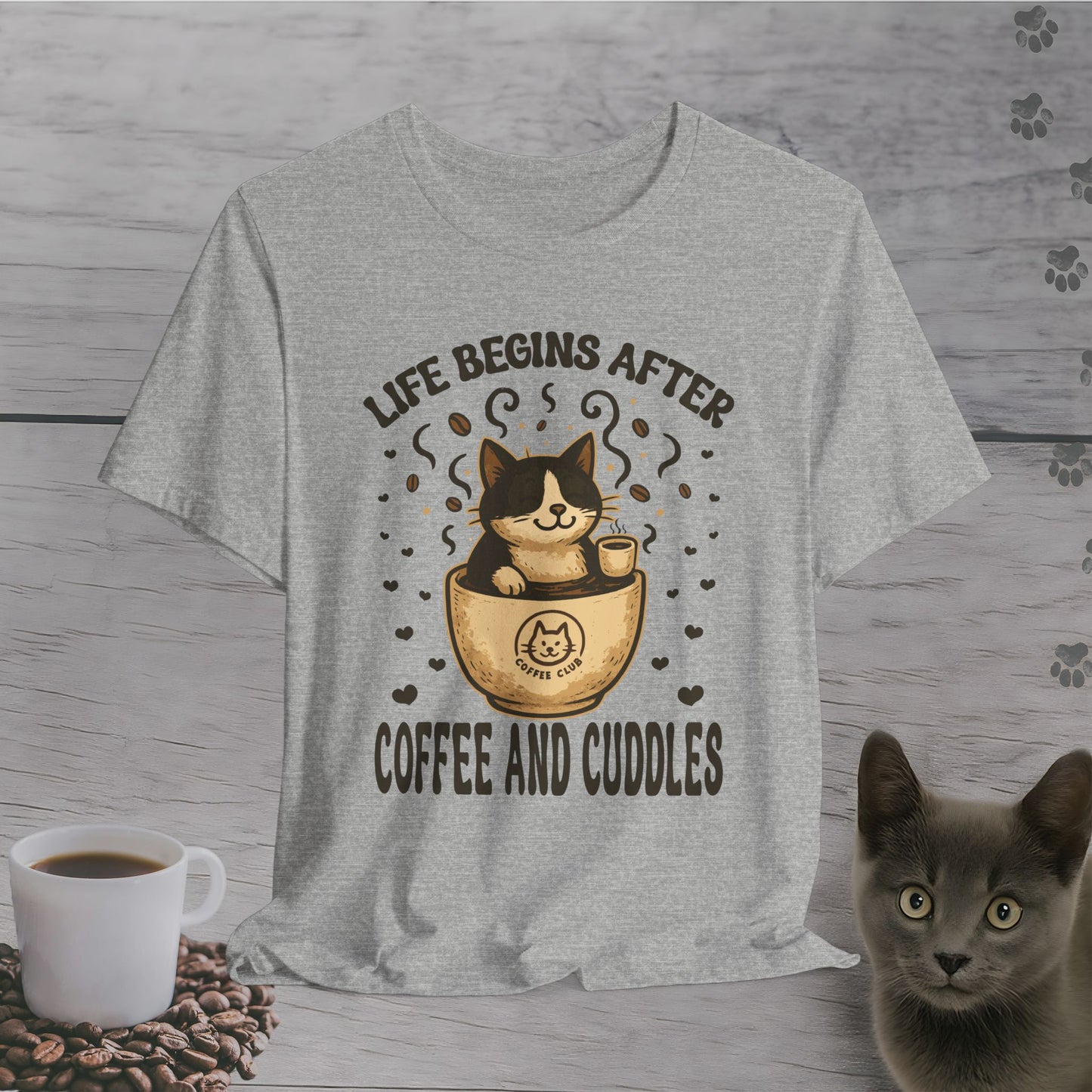 Coffee and Cuddles Cat T-Shirt