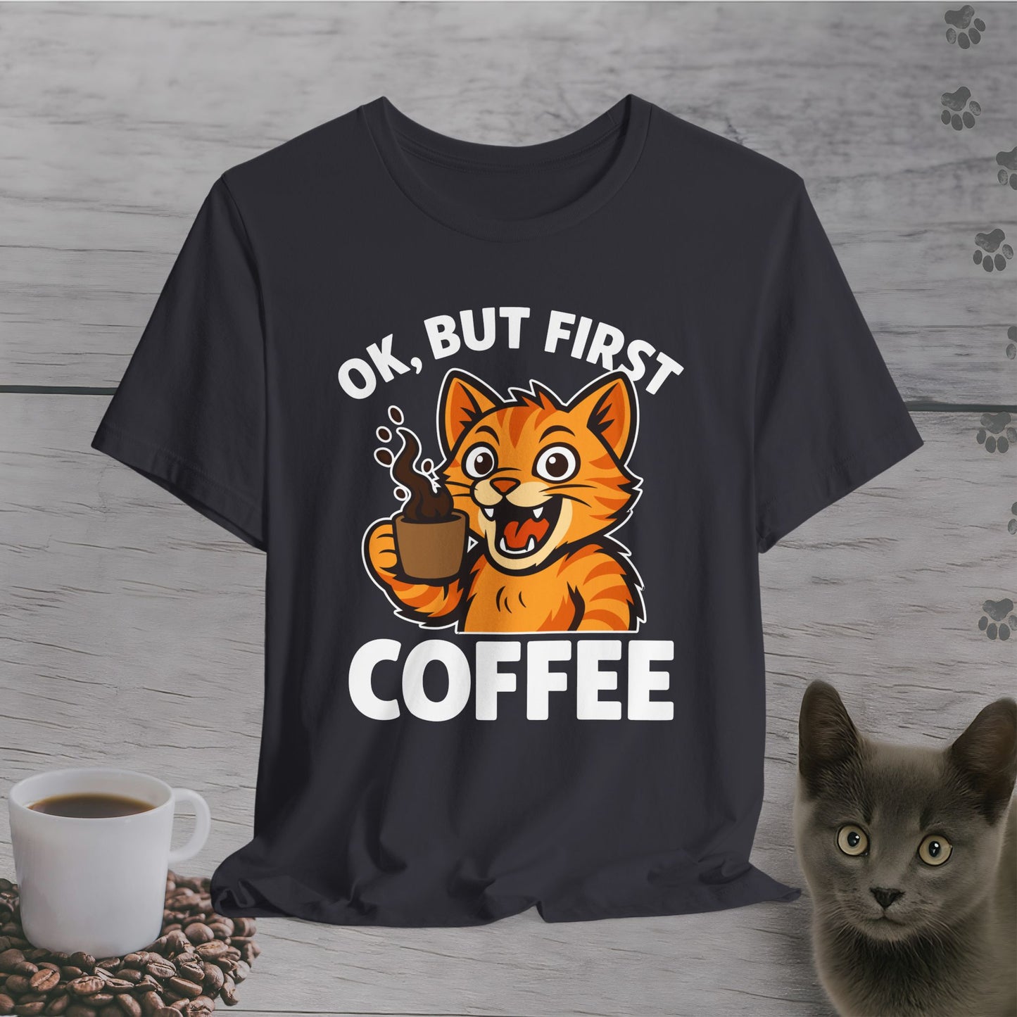 Energized But First Coffee Cat T-Shirt