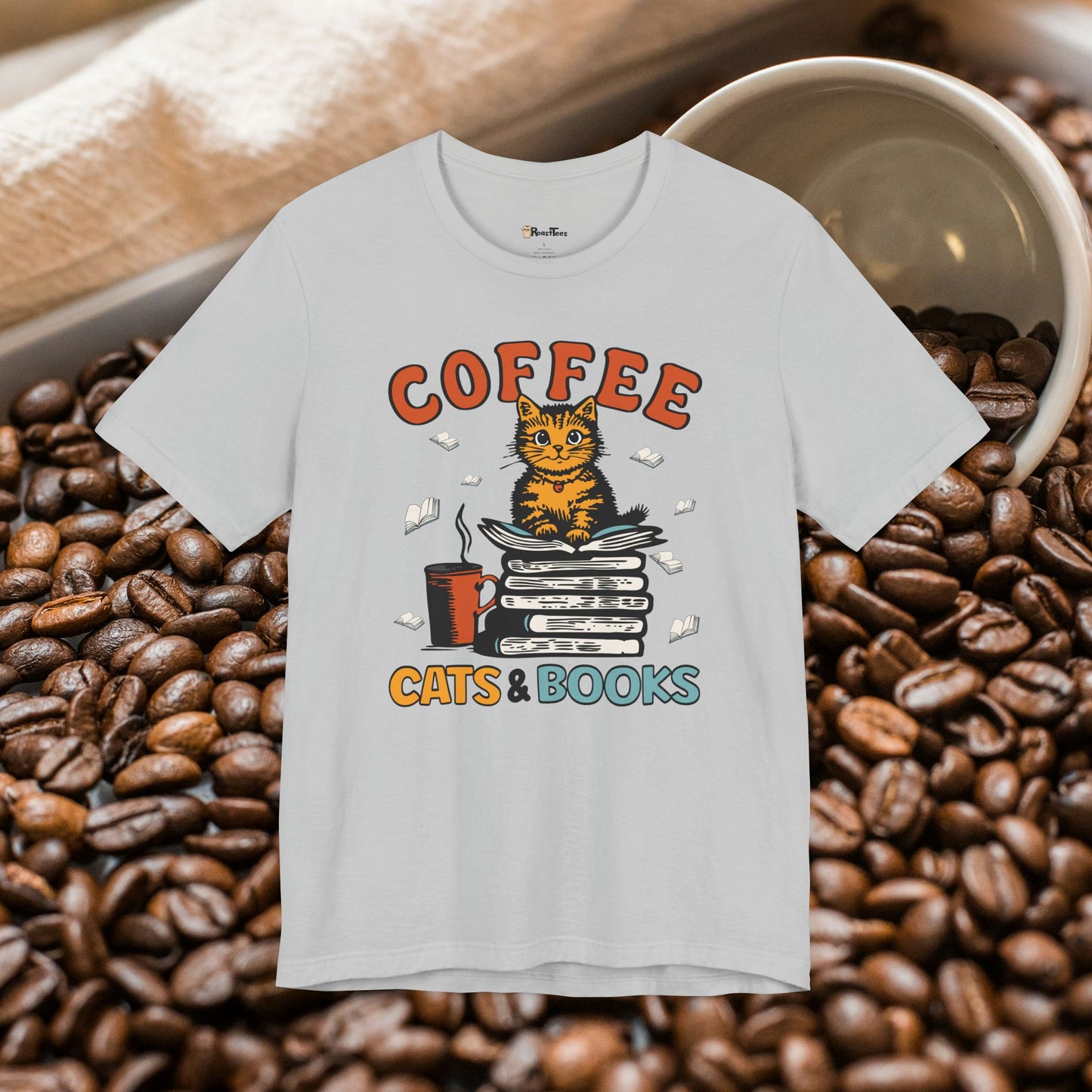 Coffee Cats Books Lover T-Shirt