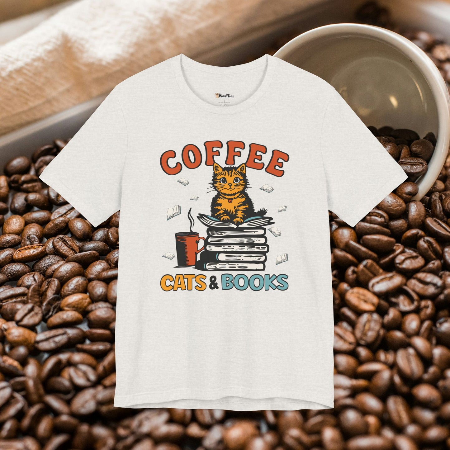 Coffee Cats Books Lover T-Shirt