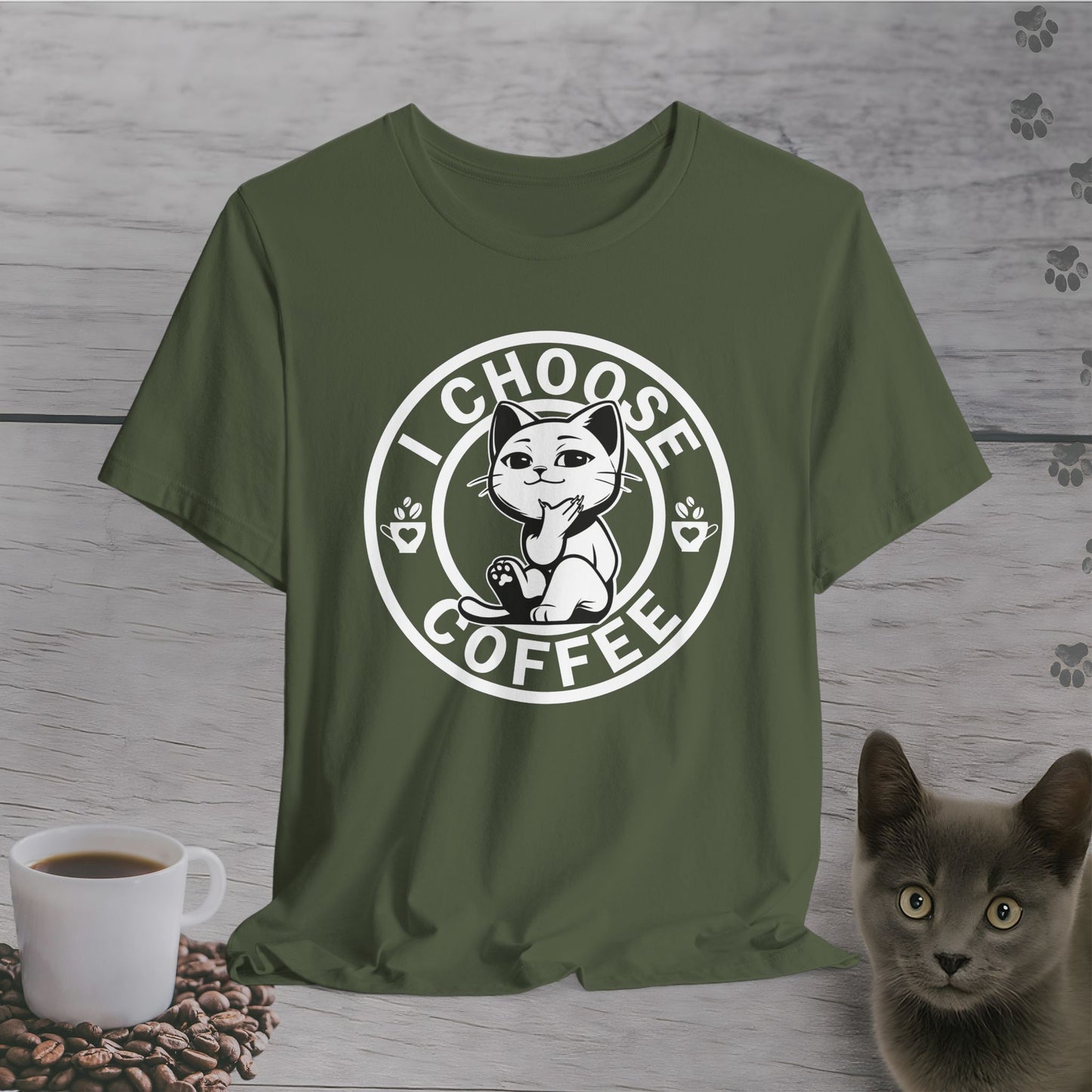 Wise Cat Chooses Coffee T-Shirt