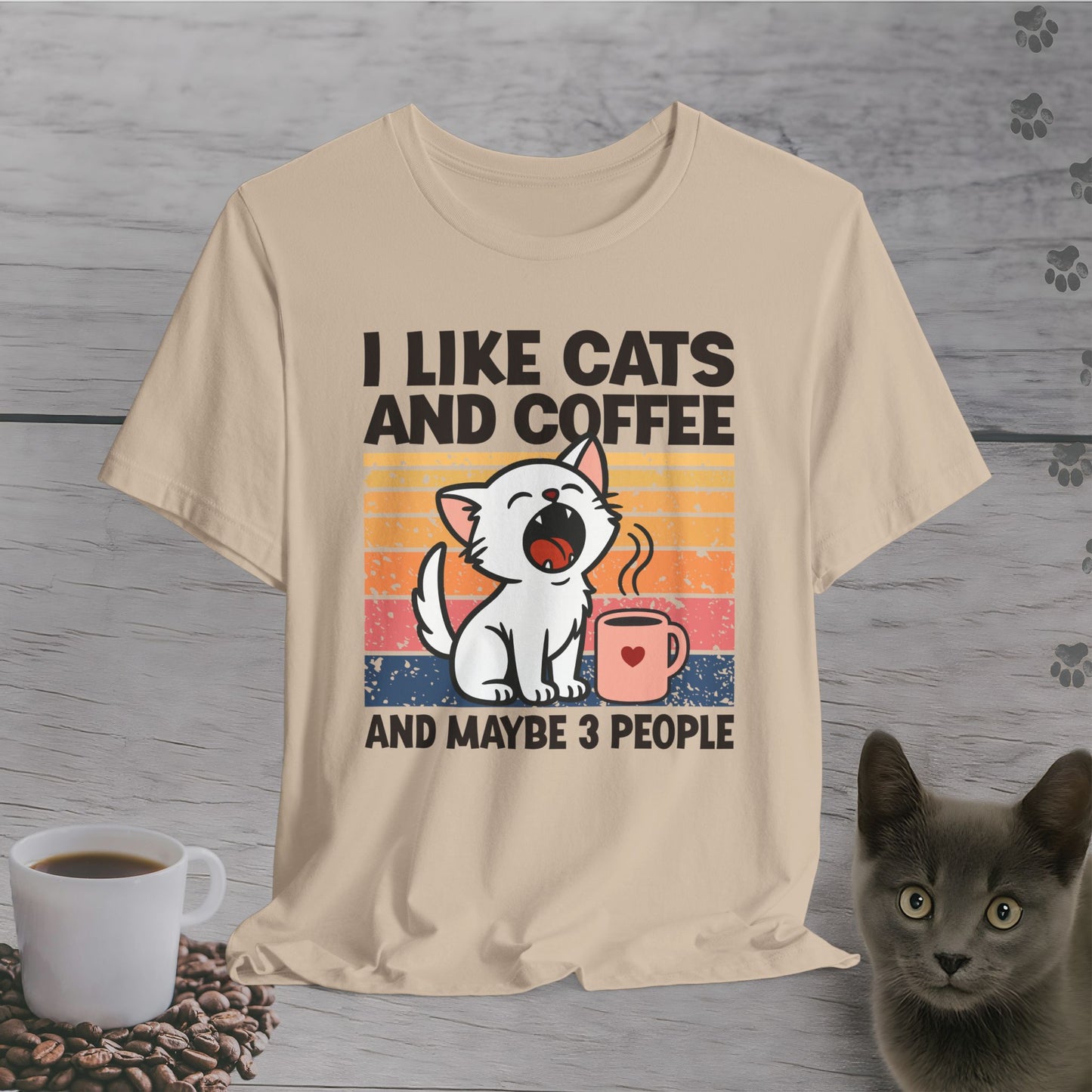 Cats Coffee and 3 People T-Shirt