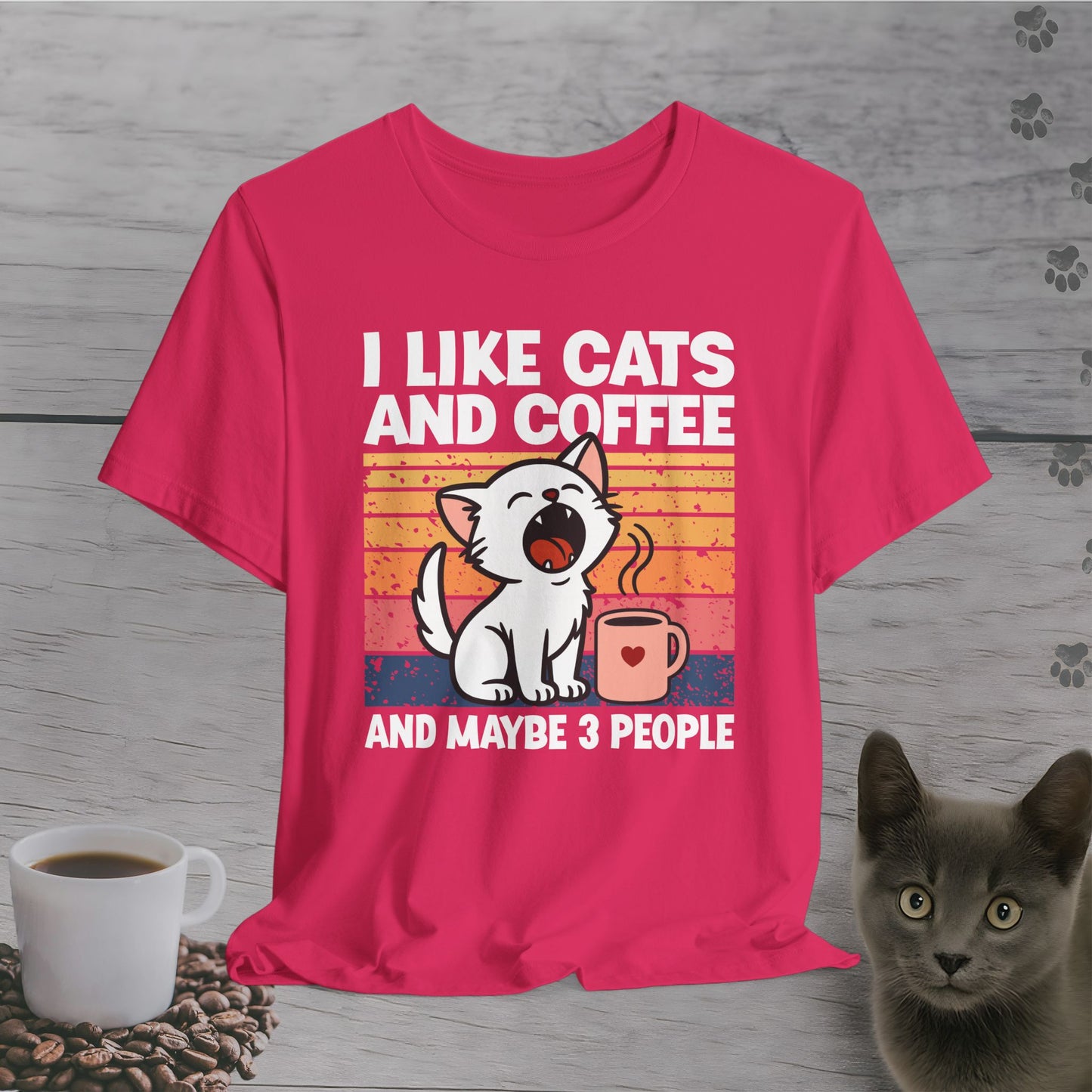 Cats Coffee and 3 People T-Shirt