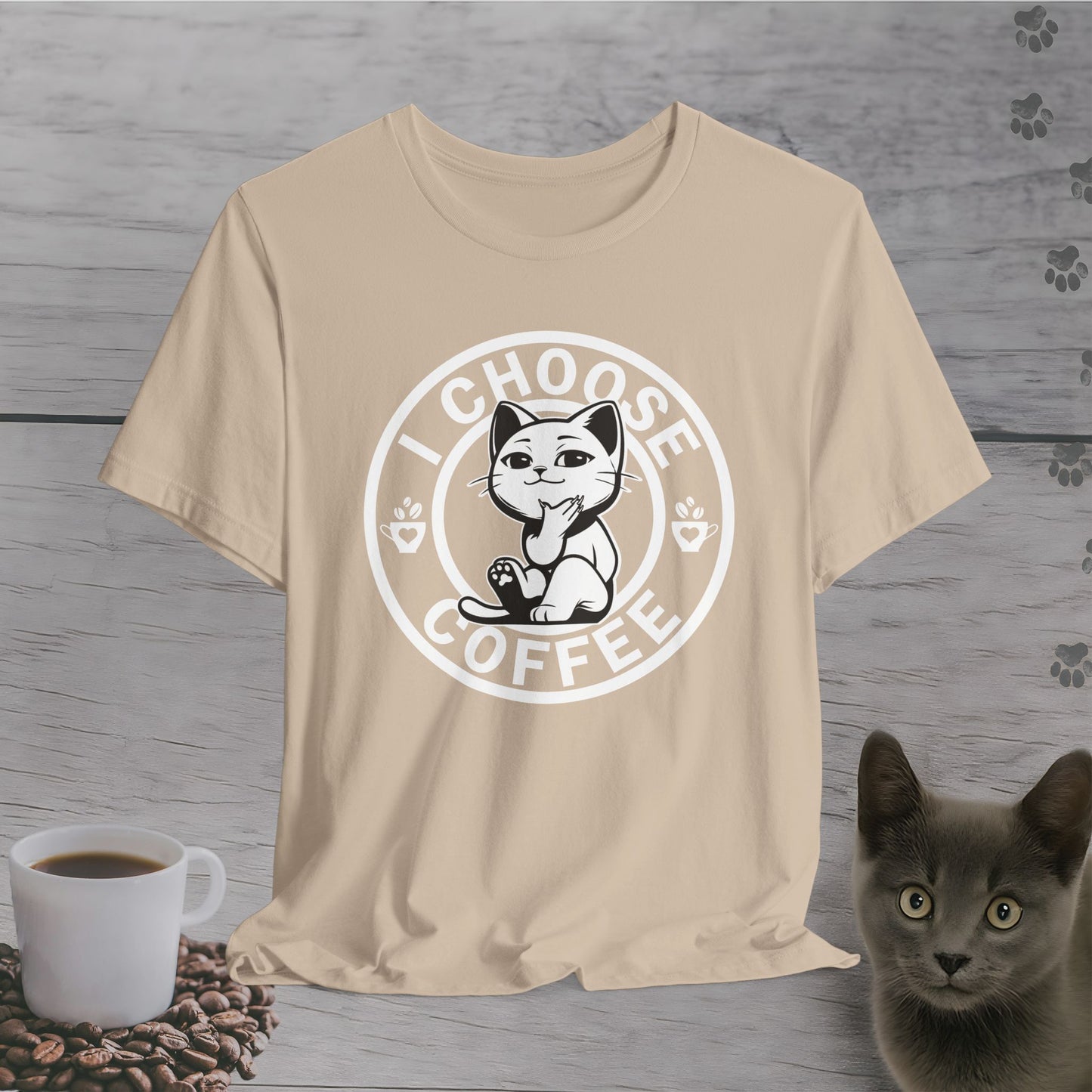 Wise Cat Chooses Coffee T-Shirt