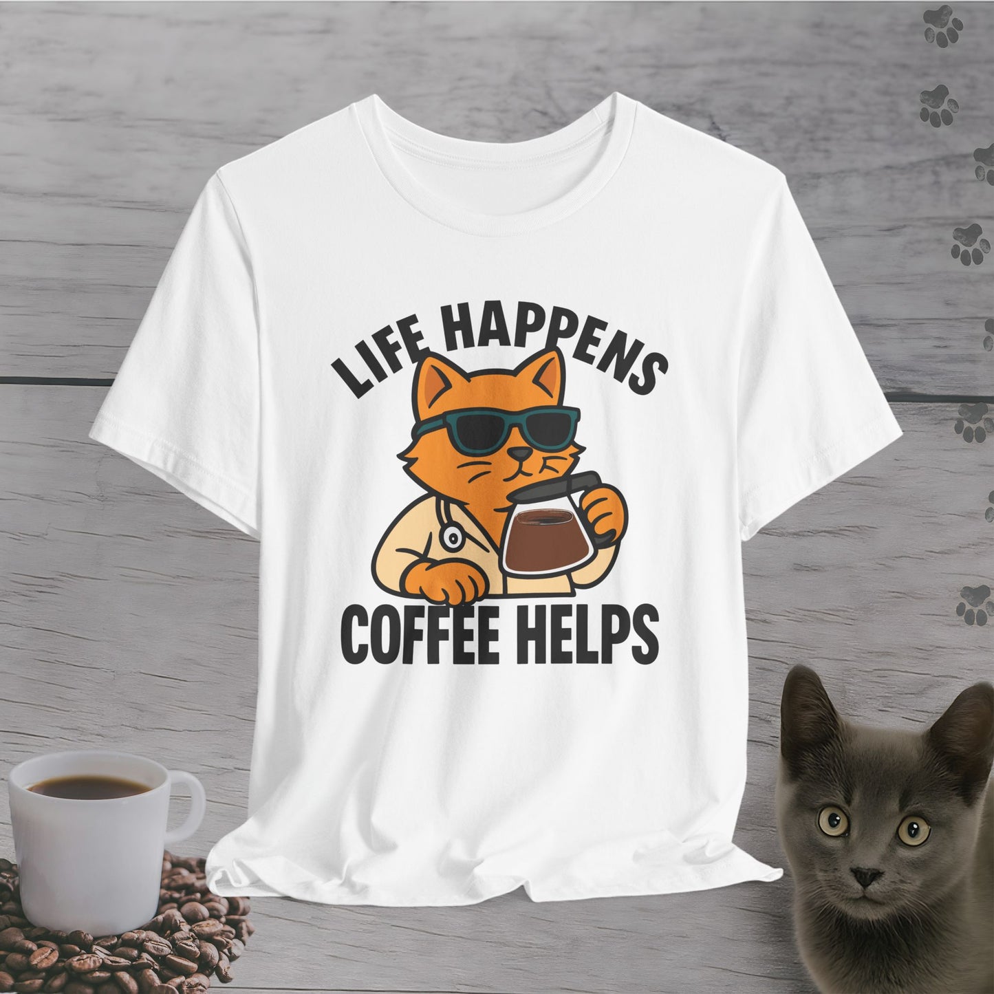 Coffee Helps Cool Cat T-Shirt