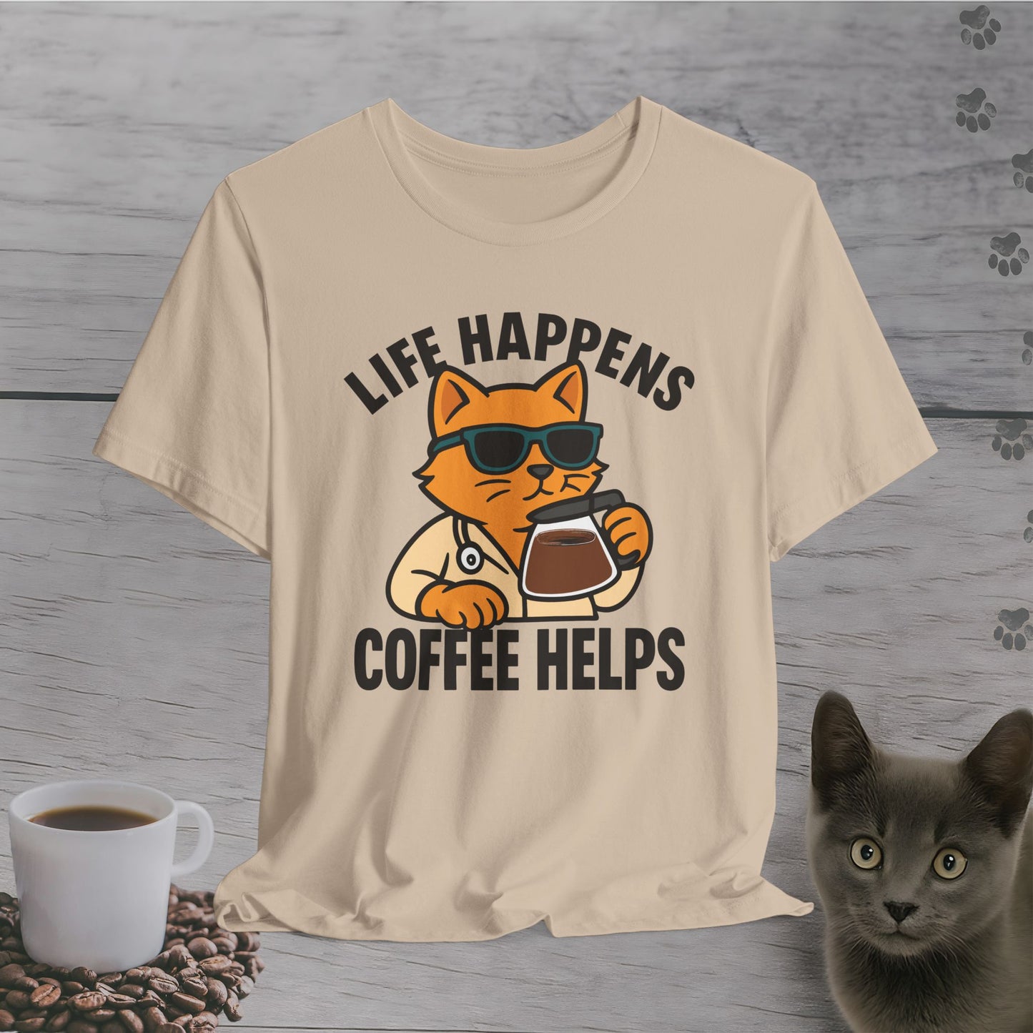 Coffee Helps Cool Cat T-Shirt